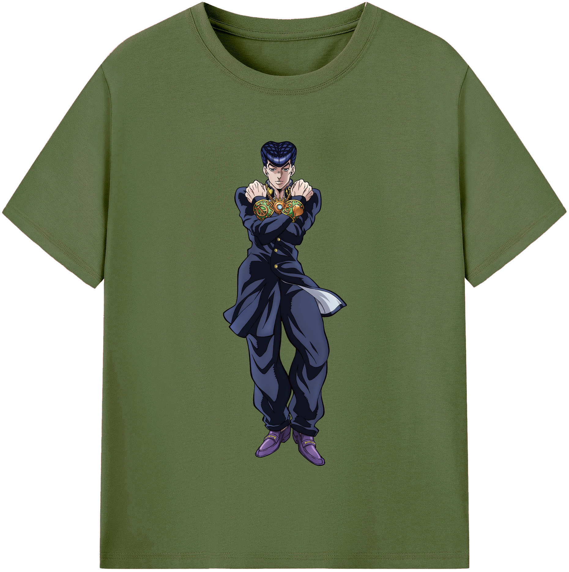 （画像用） ジョジョの奇妙な冒険 ひがしかた じょうすけ JoJo's Bizarre Adventure Higashikata Josuke 綿100％半袖Tシャツ（フロントプリント）